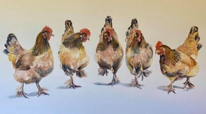 A painting of chickens