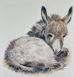 A painting of a donkey